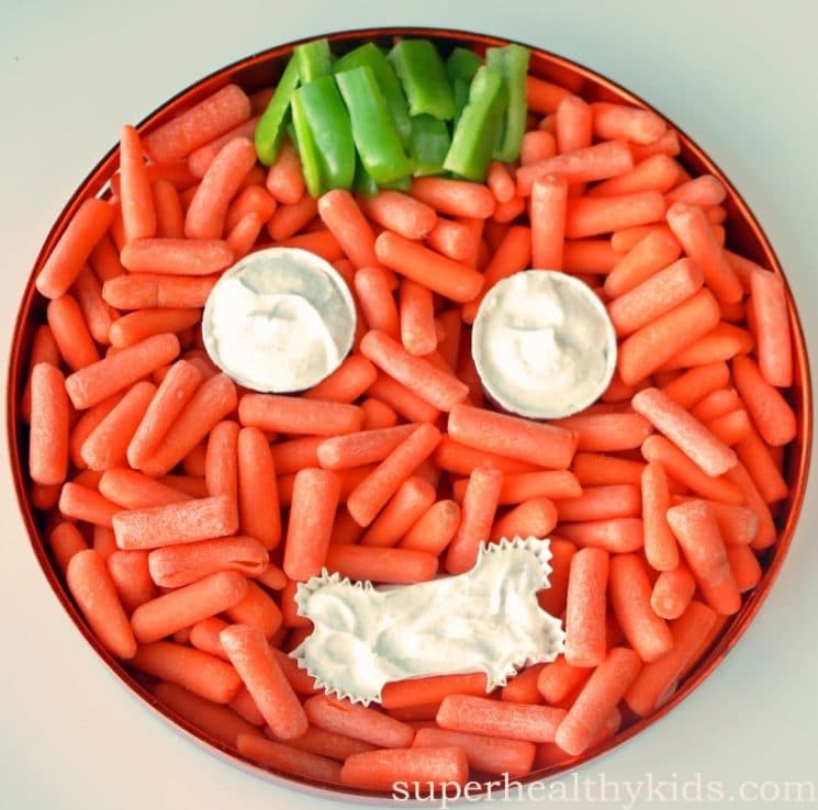 Having a Healthy Halloween with our Pumpkin Fruit and Vegetable Tray. Have a healthy Halloween with this awesome snack tray!